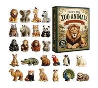 Zoo Calendrier de l'Avent 2026, compte à rebours de Noël 24 jours avec | Lot de 24 breloques plates en acrylique à suspendre pour arbres, couronnes, murs, étagères, fenêtres et décorations de