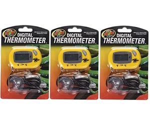 Zoo Med Digital Reptile Terrarium Thermometer with Temperature Probel - 3 Pack