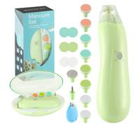 Zooawa Lime à Ongles Bébé, 20 en 1 Coupe Ongles Électrique Bébé, Kit de Soin des Ongles Sécurité Rectifieuse de Manucure pour Orteils Baby Nail Trimmer, Nouveau-nés Bébés Adulte avec LED,Vert d'Avocat