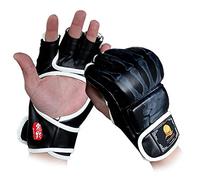 ZooBoo Gants MMA - Mitaines de Boxe Demi-Doigts avec Bande de Poignet réglable pour UFC, Sanda Sparring, entraînement au Sac de Frappe (Taille Unique)