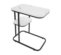 Zoobotanica Table d'appoint en forme de C à 2 niveaux - Table basse - Table basse - Table à collation avec étagère de rangement - Pour café et ordinateur portable - 50 x 30 x 58 cm (noir + blanc)