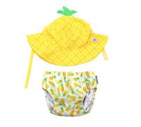 Zoocchini Lot de 2 protections solaires pour enfants - Costume contenant + casquette Ananas UPF 50+ S -