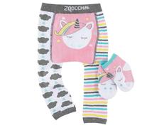 Zoocchini Zo-12504 - Ensemble Leggings et Chaussettes antidérapantes, Motif Licorne, 6-12 Mois