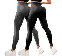 zoocco 2 PCS Resistance Band Leggings, Anti Cellulite Leggings for Women, 3D High Waisted Butt Lifting Slimming Yoga Pants (Grey,3TG)