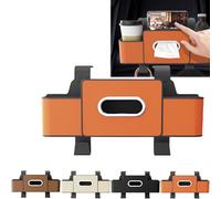 zoocco 3-In-1 Car Backseat Organizer - car organizer with Cup Holder Tissue Box Trash Bin & Hooks for Hold Phones Snacks Drinks and Handbags (Orange)