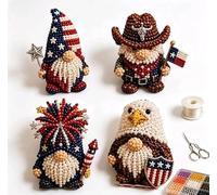 zoocco 3D Beaded Gnome DIY Kit, 4 Tiny Gnomes for Adults, Beginner-Friendly Beading Kits, Creative Craft Gift for Home, Shelf & Holiday Décor (I)
