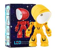 zoocco 6pcs Led Mini Night Light Lonely Robot, Cartoon Cute Robot Design Companion Table Light, Soft Glow, Portable for Boys (Yellow)