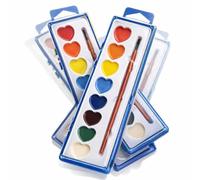 zoocco 8/16 Colors Heart Shaped Water Colors, Valentines Mini Watercolor Paint Set, Washable Heart Watercolor Paint for Painting, Creating & Sharing the Love (8 Colors,10 set)