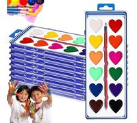 zoocco 8/16 Colors Heart Shaped Water Colors, Valentines Mini Watercolor Paint Set, Washable Heart Watercolor Paint for Painting, Creating & Sharing the Love (16 Colors,10 set)