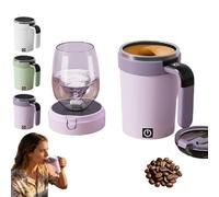 zoocco Automatic Magnetic Stirring Cup, Automatic Coffee Cup, Auto Stirring with Lid Handle, Smart Mixing Cups for Coffee Tea Protein Shakes (Purple)