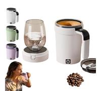 zoocco Automatic Magnetic Stirring Cup, Automatic Coffee Cup, Auto Stirring with Lid Handle, Smart Mixing Cups for Coffee Tea Protein Shakes (White)