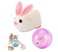 zoocco Automatic Rolling Cat Toy, Interactive Self-Rolling Ball with Plush Animal Inside, Smart Obstacle-Avoiding Moving Ball for Cats, Kittens & Small Dogs Indoor Play (Pink A)