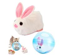zoocco Automatic Rolling Cat Toy, Interactive Self-Rolling Ball with Plush Animal Inside, Smart Obstacle-Avoiding Moving Ball for Cats, Kittens & Small Dogs Indoor Play (Blue A)