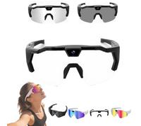 zoocco Baseball Glasses with Camera, Baseball Recording Glasses Action Sports for Cycling Unisex (Transparent to black)