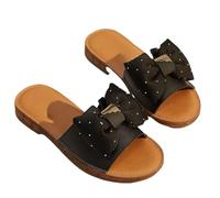 zoocco Bow Sandals for Women - Cute Slip-On Flat Sandalss with Bows, Summer Sandals for Women 2025, Lightweight Vacation Shoes (A,35)