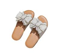 zoocco Bow Sandals for Women - Cute Slip-On Flat Sandalss with Bows, Summer Sandals for Women 2025, Lightweight Vacation Shoes (I,35)