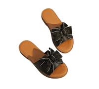 zoocco Bow Sandals for Women - Cute Slip-On Flat Sandalss with Bows, Summer Sandals for Women 2025, Lightweight Vacation Shoes (K,35)
