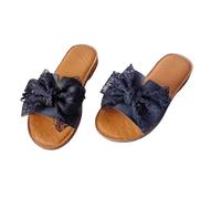 zoocco Bow Sandals for Women - Cute Slip-On Flat Sandalss with Bows, Summer Sandals for Women 2025, Lightweight Vacation Shoes (D,36)