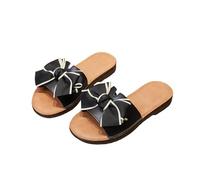zoocco Bow Sandals for Women - Cute Slip-On Flat Sandalss with Bows, Summer Sandals for Women 2025, Lightweight Vacation Shoes (E,39)