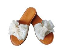 zoocco Bow Sandals for Women - Cute Slip-On Flat Sandalss with Bows, Summer Sandals for Women 2025, Lightweight Vacation Shoes (B,35)