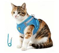 zoocco Cat Harness and Leash Set Nylon Adjustable Vest Style for Small Cats Indoor Walking Use (Blue,XL)