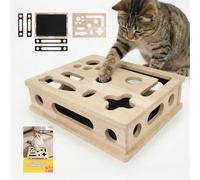 zoocco Cat Scratch Puzzle Box Nail File & Claw Saver Box for Cats - Interactive Enrichment Toy, Large Solid Wood Construction Nail File Enrichment Boxs, Safe Durable Cat Trimmer & Claw Saver