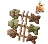 zoocco Catnip & Silvervine Chew, Fish Bone Cat Chew Toy for Cats, Natural Cat Dental Sticks, Kitten Chew Toys, 3PCS (3ps Mix)