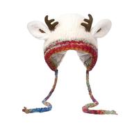 zoocco Christmas Antler Hat 2-in-1 Creative Antler Hat & Bag, Festive Reindeer Hats Beanie, Foldable Deer Hats for Xmas Party (Khaki)