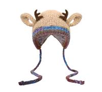 zoocco Christmas Antler Hat 2-in-1 Creative Antler Hat & Bag, Festive Reindeer Hats Beanie, Foldable Deer Hats for Xmas Party (Brown)