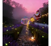 zoocco Christmas Claus Solar Kettle Lights, Charming Christmas Solar Kettle Lights, Waterproof & Metal for Outdoor Patio Pathway Garden (Warm)