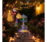 zoocco Christmas Claus Solar Kettle Lights, Charming Christmas Solar Kettle Lights, Waterproof & Metal for Outdoor Patio Pathway Garden (Colored)