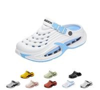 zoocco Classic Clogs for Men and Women Lightweight Flexible (White-Blue,46-47)