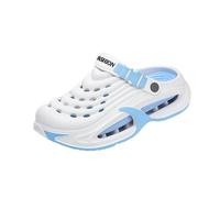 zoocco Clogs for Men, Breathable Slip-on Summer Shoes for Beach Garden (White-Blue,36-37)