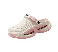 zoocco Clogs for Men, Breathable Slip-on Summer Shoes for Beach Garden (White-Pink,44-45)