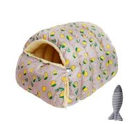 zoocco Cozy Monster Cat Bed, Cave Pet Bed with Removable Cushion & Non-Slip Bottom, Soft Cat Beds for Indoor Cats & Small Dogs (Gray Lemon,Large)