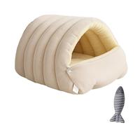 zoocco Cozy Monster Cat Bed, Cave Pet Bed with Removable Cushion & Non-Slip Bottom, Soft Cat Beds for Indoor Cats & Small Dogs (Light Beige,Large)