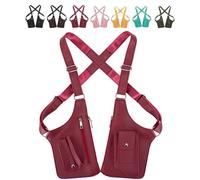 zoocco Double Shoulder Armpit Bag, Adjustable Anti-Theft Leather Shoulder Bag for Men with Hidden Storage for Cel (Wine Red)