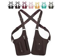 zoocco Double Shoulder Armpit Bag, Adjustable Anti-Theft Leather Shoulder Bag for Men with Hidden Storage for Cel (Brown)