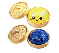 zoocco Dumpling Squishy with Steamer, Slow Rising Squishy Stress Ball, Sensory Squishys for Office Desk (BB)