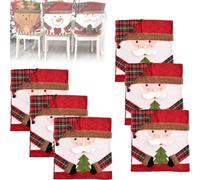zoocco Exhibit Cute Christmas Chair Covers, Reusable Christmas Chair Covers Set of 4/6, Stretchable Decor Decorations for Kitchen Holiday Cheer (B,6PCS)