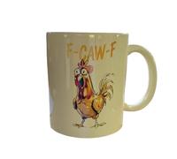 zoocco F Caw F Coffee Mug, Funny Rooster Chicken Coffee Cup, Ceramic F-Caw-F Mug for Men Women for Office Home, Gag Present (350 ml Light yellow)