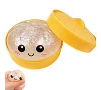 zoocco Glitter Dumpling Squishy Toy, Soft Squeeze Stress Relief Fidget Toy, Cute Bao Bun Sensory Squeeze Ball for Relaxation & Focus (Transparent)