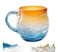 zoocco Golden Tide Mug, Handcrafted Sea Glass Wave Mug, Coastal Drinkware with Frosted Sunset Texture, Ideal for Beach & Surf Lovers (1pcs)