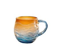 zoocco Golden Tide Mug - Ocean Wave Glass Mug with Handle, Unique Textured Artistic Drink ware for Coffee Tea Gift for Ocean Lovers (2* Pcs)