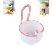 zoocco Hanging Sink Drain Basket for Kitchen, Self-Cleaning Press Dump Food Strainer with Faucet Hanging Hook Easy Cleanup Food Scrap Disposal (1 PCS Pink)