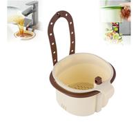 zoocco Hanging Sink Drain Basket for Kitchen, Self-Cleaning Press Dump Food Strainer with Faucet Hanging Hook Easy Cleanup Food Scrap Disposal (1 PCS Brown)