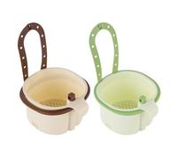 zoocco Hanging Sink Drain Basket for Kitchen, Self-Cleaning Press Dump Food Strainer with Faucet Hanging Hook Easy Cleanup Food Scrap Disposal (Green + Brown)