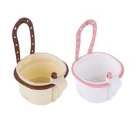 zoocco Hanging Sink Drain Basket for Kitchen, Self-Cleaning Press Dump Food Strainer with Faucet Hanging Hook Easy Cleanup Food Scrap Disposal (Pink + Brown)