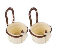 zoocco Hanging Sink Drain Basket for Kitchen, Self-Cleaning Press Dump Food Strainer with Faucet Hanging Hook Easy Cleanup Food Scrap Disposal (2 PCS Brown)