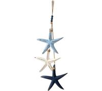 zoocco Lighted Coastal Wall Decor, 23.2 in Wooden Starfish & Fish Hanging Decor with Warm LED Glow, Beach Bathroom Wall Art for Porch, Bedroom & Beach House (Starfish)